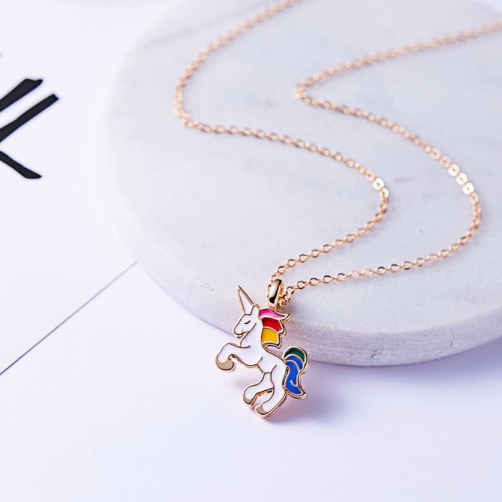 Cute Enamel Unicorn Necklace Magical Birthday Gift